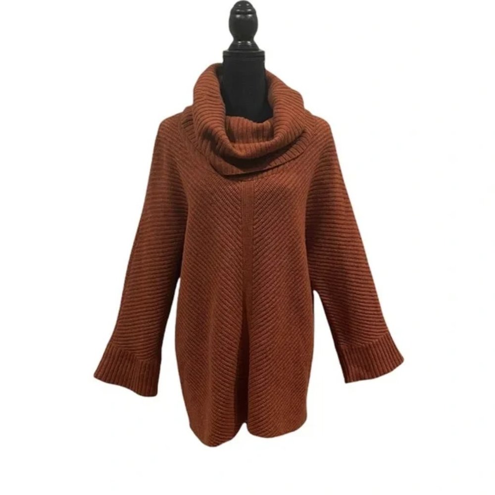 Eileen Fisher yak wool blend turtleneck rust color pullover sweater size medium